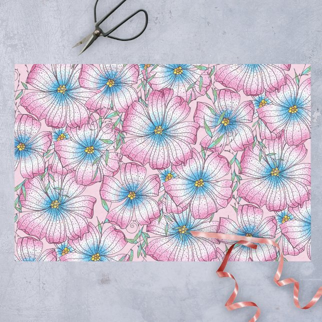 Bohemian Elegant Pastel Pink Blue Flowers  Tissue Paper (Creator Uploaded)