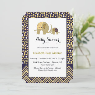 Bohemian Elephant and Chevron Baby Shower Invitation
