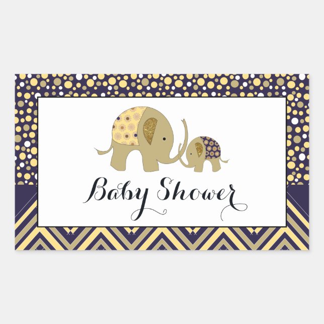 Bohemian Elephant and Chevron Baby Shower Rectangular Sticker (Front)