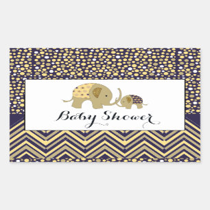 Bohemian Elephant and Chevron Baby Shower Rectangular Sticker