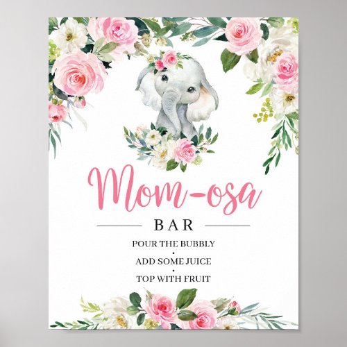 Bohemian Elephant Blush Floral Mom_osa Bar Sign