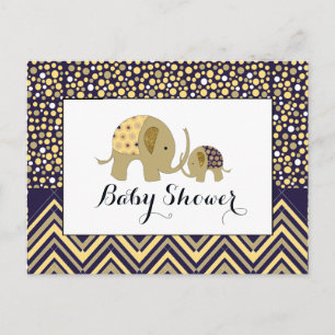 Bohemian Elephant & Chevron Baby Shower Invitation