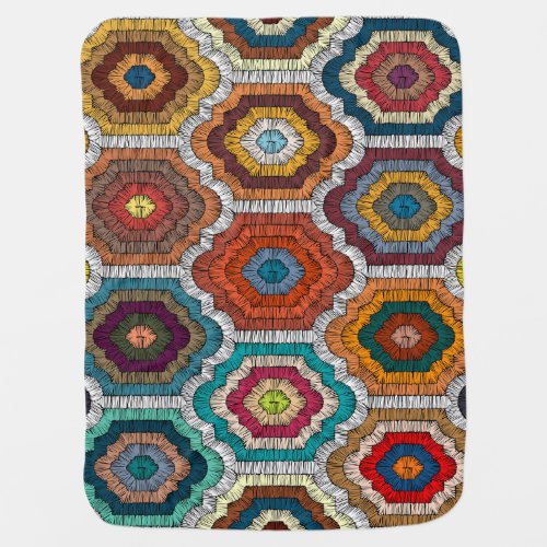 Bohemian Embroidery Geometric Patchwork Baby Blanket