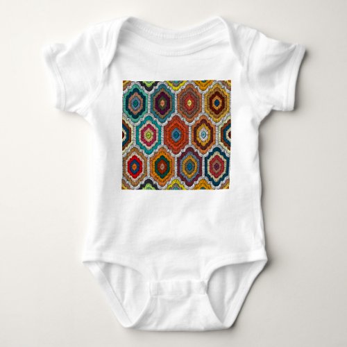 Bohemian Embroidery Geometric Patchwork Baby Bodysuit