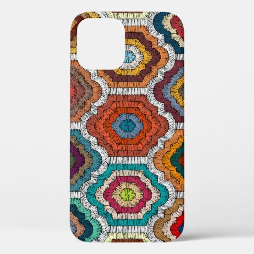 Bohemian Embroidery Geometric Patchwork iPhone 12 Case