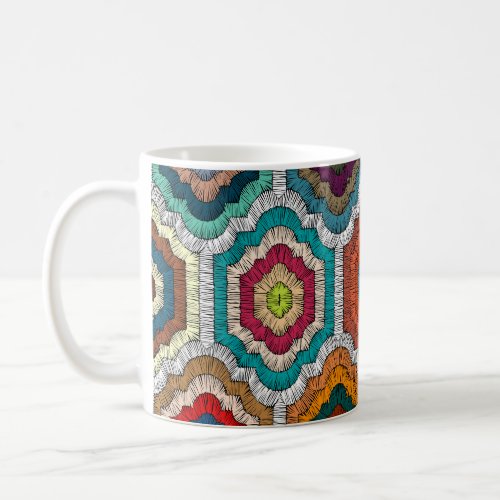 Bohemian Embroidery Geometric Patchwork Coffee Mug