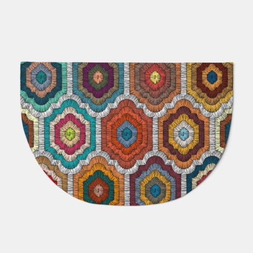 Bohemian Embroidery Geometric Patchwork Doormat