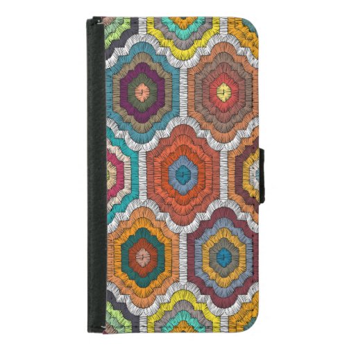 Bohemian Embroidery Geometric Patchwork Samsung Galaxy S5 Wallet Case