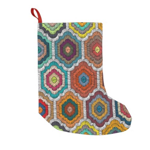 Bohemian Embroidery Geometric Patchwork Small Christmas Stocking