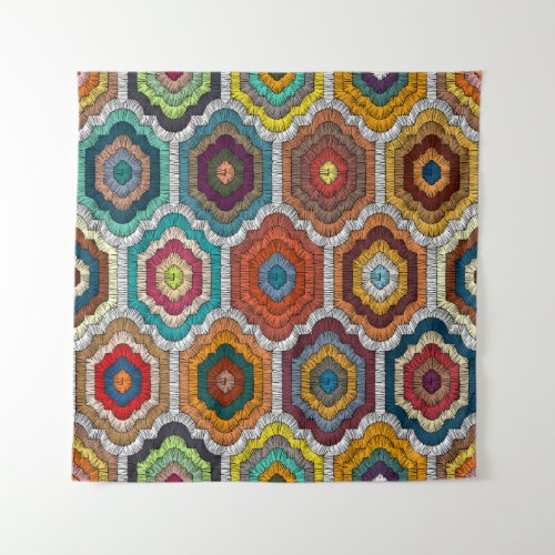 Bohemian Embroidery Geometric Patchwork Tapestry