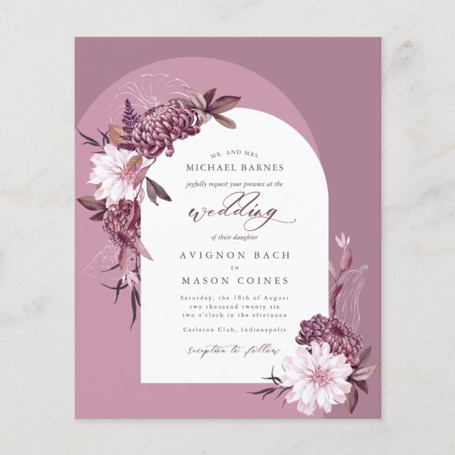 Bohemian English Lavender Fall Arch Budget Wedding (Front)