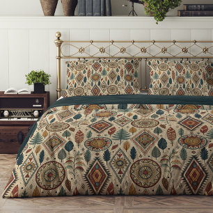 Bohemian ethnic tribal native pastel earthy colors duvet cover