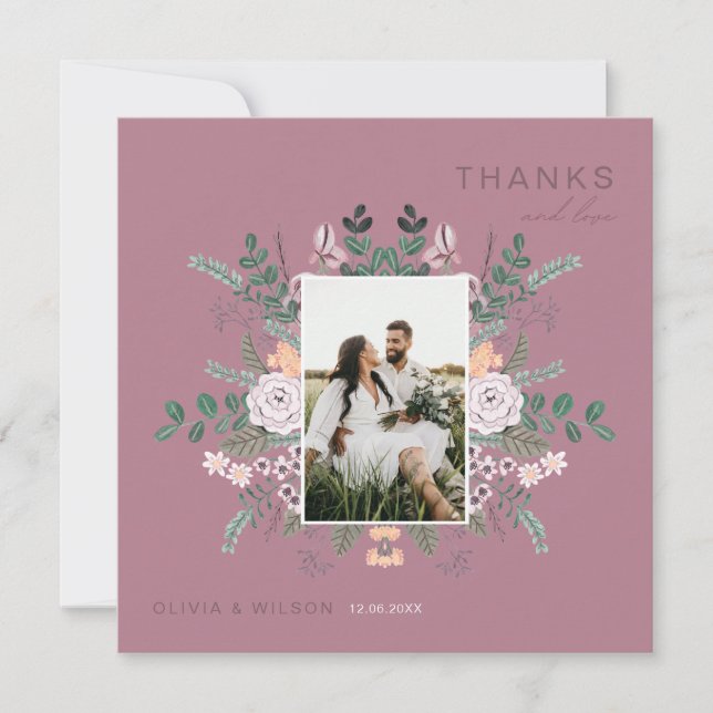Bohemian Eucalyptus greenery Chic Floral thank you Invitation (Front)