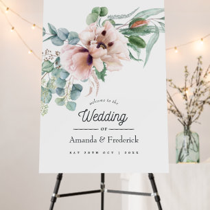 Bohemian Eucalyptus Pink Poppy Wedding Welcome Foa Foam Board