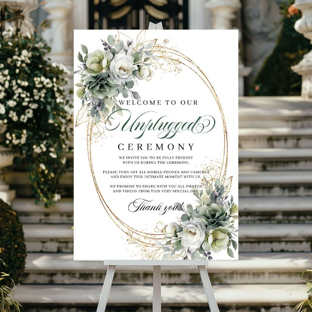 Bohemian Eucalyptus Unplugged Wedding Poster Sign (Bohemian Eucalyptus Unplugged Wedding Poster Sign)