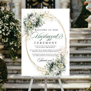 Bohemian Eucalyptus Unplugged Wedding Sign Gold