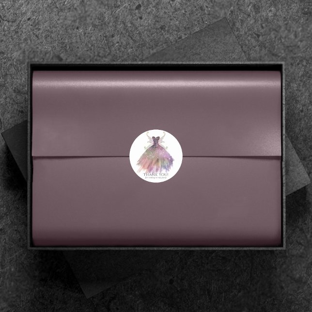 Bohemian Fairy Ball Gown | Muted Ombre Thank You Classic Round Sticker (Creator Uploaded)
