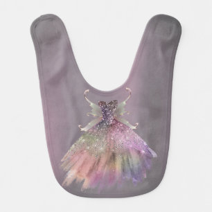 Bohemian Fairy Ball Gown Muted Ombre Wine Sheen Baby Bib