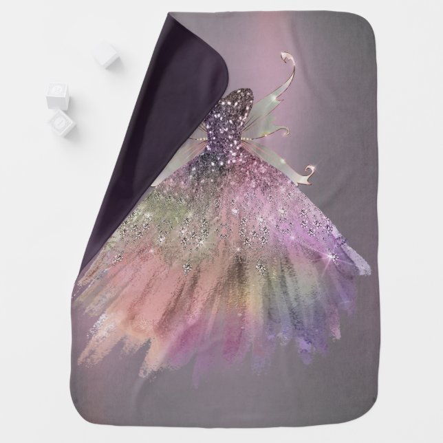 Bohemian Fairy Ball Gown | Muted Ombre Wine Sheen Baby Blanket (In Situ)