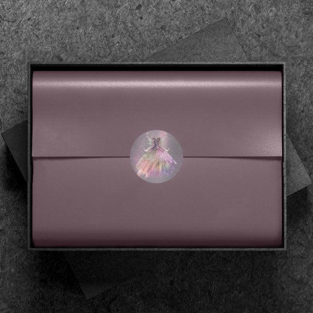 Bohemian Fairy Ball Gown | Muted Ombre Wine Sheen Classic Round Sticker (Creator Uploaded)
