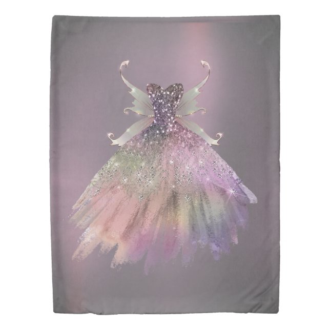 Bohemian Fairy Ball Gown | Muted Ombre Wine Sheen Duvet Cover (Front)