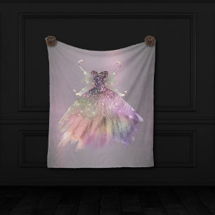 Bohemian Fairy Ball Gown Muted Ombre Wine Sheen Fleece Blanket