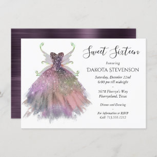 Bohemian Fairy Ball Gown Muted Ombre Wine Sheen Invitation