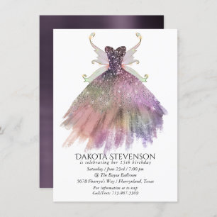 Bohemian Fairy Ball Gown Muted Ombre Wine Sheen Invitation