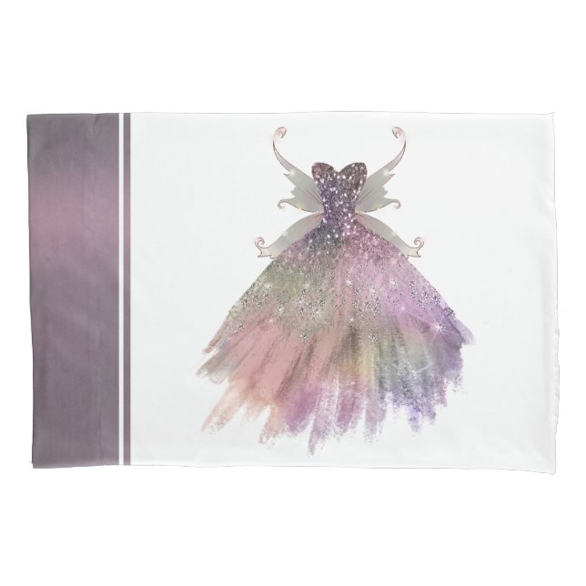 Bohemian Fairy Ball Gown | Muted Ombre Wine Sheen Pillow Case (Front)