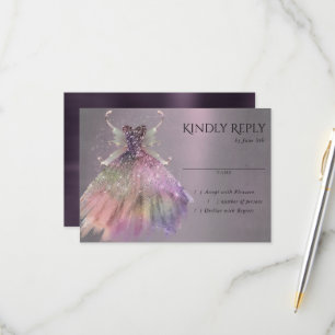 Bohemian Fairy Ball Gown Muted Ombre Wine Sheen RSVP Card