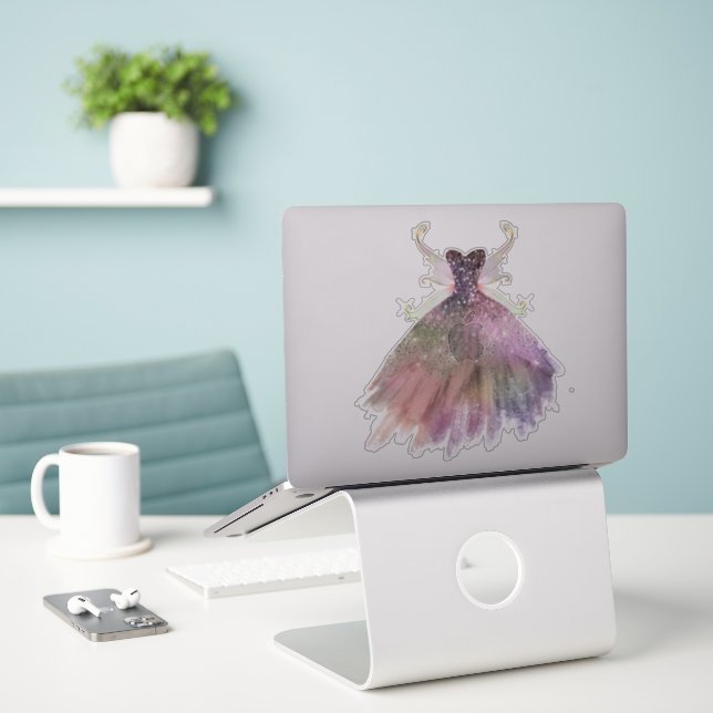 Bohemian Fairy Ball Gown | Muted Ombre Wine Sheen Sticker (Laptop On Desk)