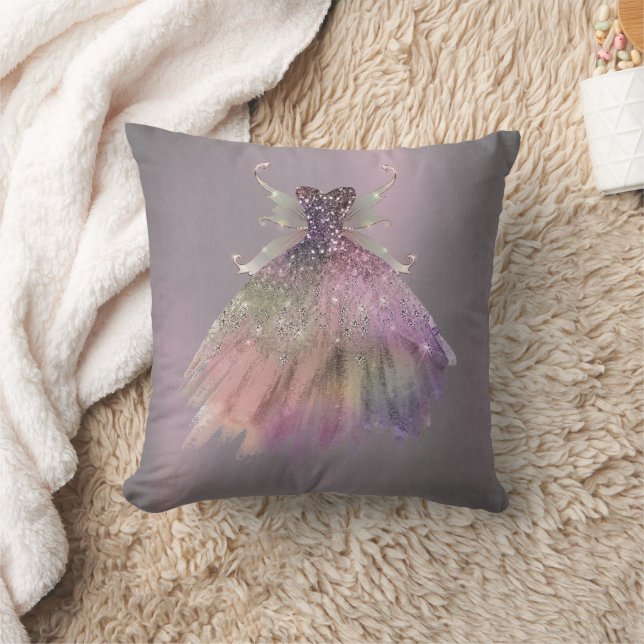 Bohemian Fairy Ball Gown | Muted Ombre Wine Sheen Throw Pillow (Blanket)
