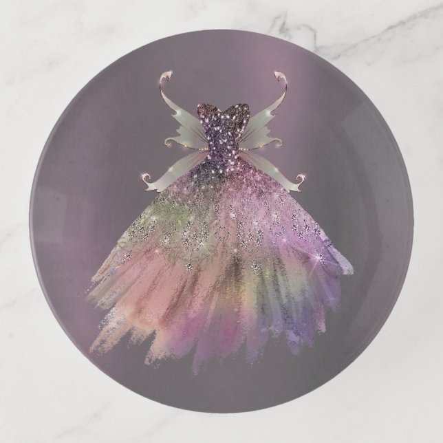 Bohemian Fairy Ball Gown | Muted Ombre Wine Sheen Trinket Tray (Front)