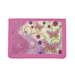 Bohemian Fairy Tale Folk Art Jeweled Jelly Trifold Wallet