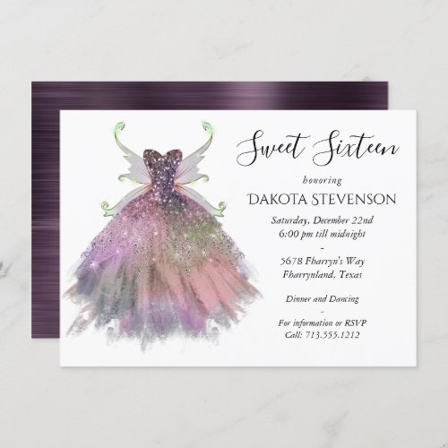 Bohemian Fairy Wing Gown  Glam Dusty Plum Purple Invitation