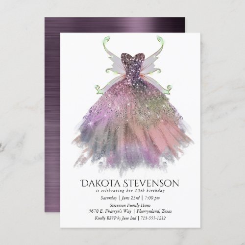 Bohemian Fairy Wing Gown  Glam Dusty Plum Purple Invitation