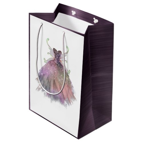 Bohemian Fairy Wing Gown  Glam Dusty Plum Purple Medium Gift Bag