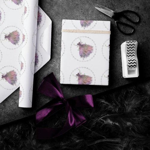 Bohemian Fairy Wing Gown  Glam Dusty Plum Purple Wrapping Paper