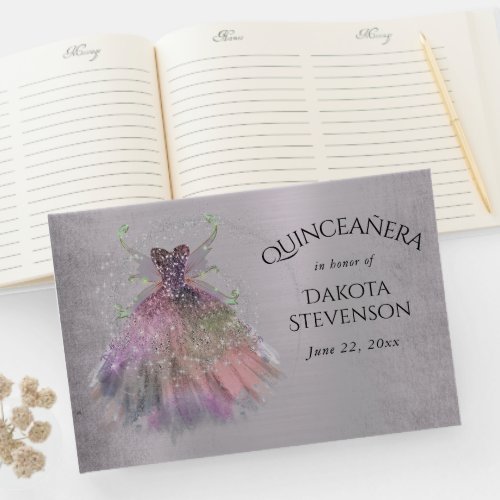 Bohemian Fairy Wing Gown  Glam Dusty Purple Sheen Guest Book