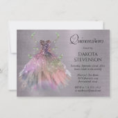 Bohemian Fairy Wing Gown | Glam Dusty Purple Sheen Invitation (Front)