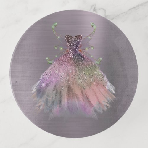 Bohemian Fairy Wing Gown  Glam Dusty Purple Sheen Trinket Tray