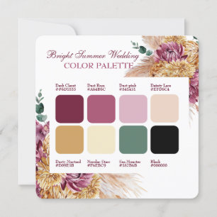 Bohemian Fall Burgundy Wedding Color Palette Card