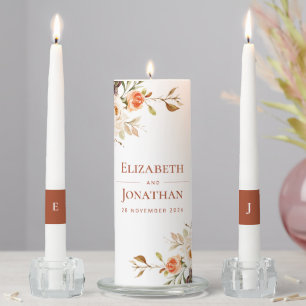 bohemian fall floral unity candle set