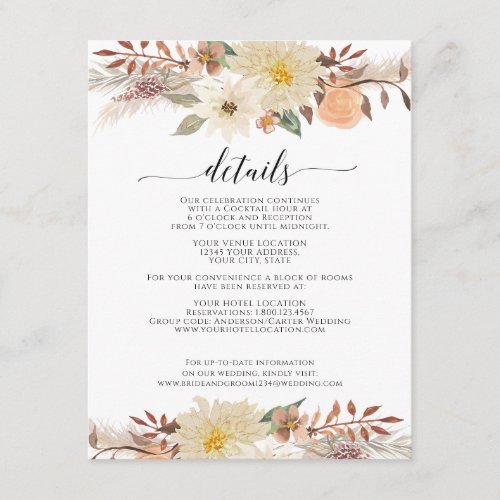Bohemian Fall Floral Watercolor Organic Earthy Enclosure Card