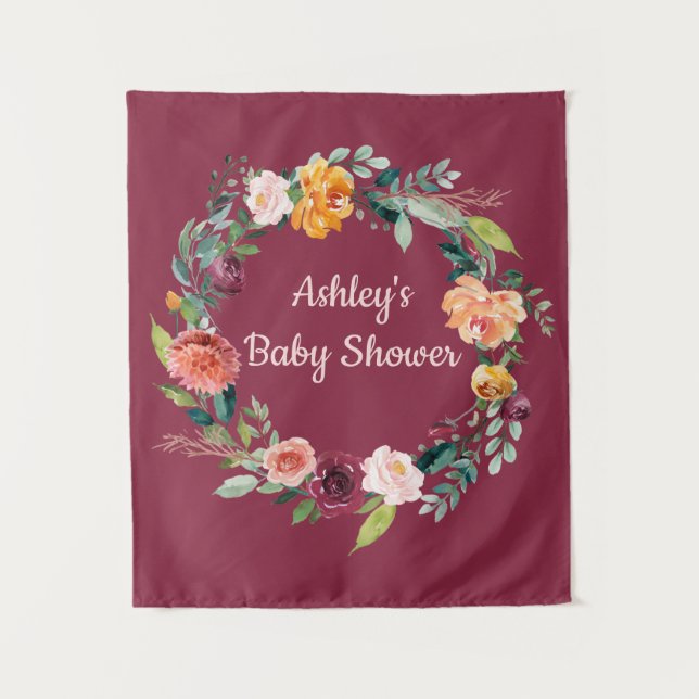 Bohemian Fall in Love Autumn Baby Shower Backdrop (Front)