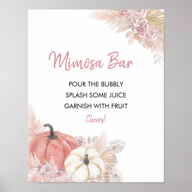 Bohemian Fall in Love Baby Shower Mimosa Bar Sign (Front)