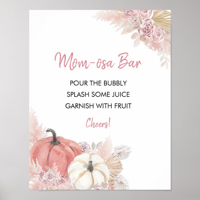 Bohemian Fall in Love Baby Shower Mom-osa Bar Post Poster (Front)