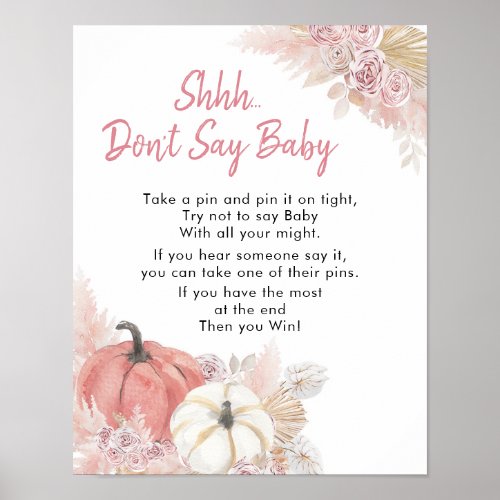 Bohemian Fall in Love Pumpkin Dont Say Baby Poster