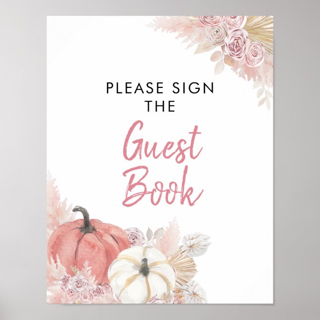 Bohemian Fall in Love Pumpkin Guest Book (Front)