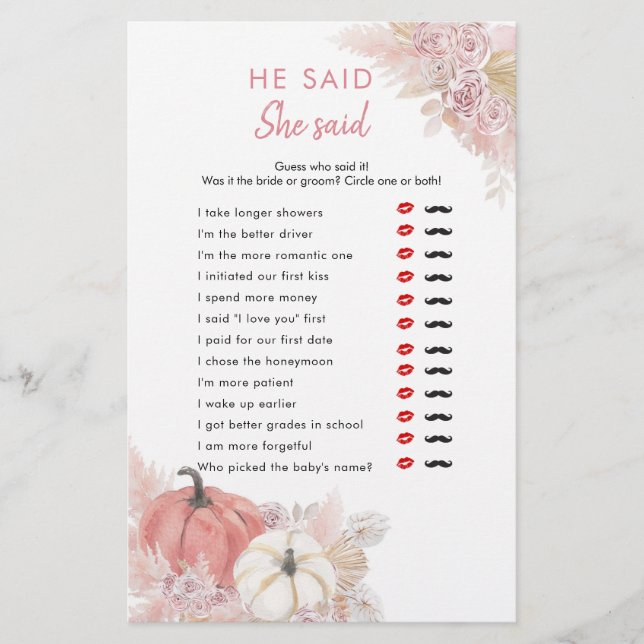 Bohemian Fall in Love Pumpkin He Said She Said (Front)